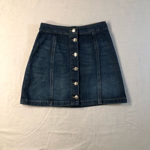 Button up denim mini skirt